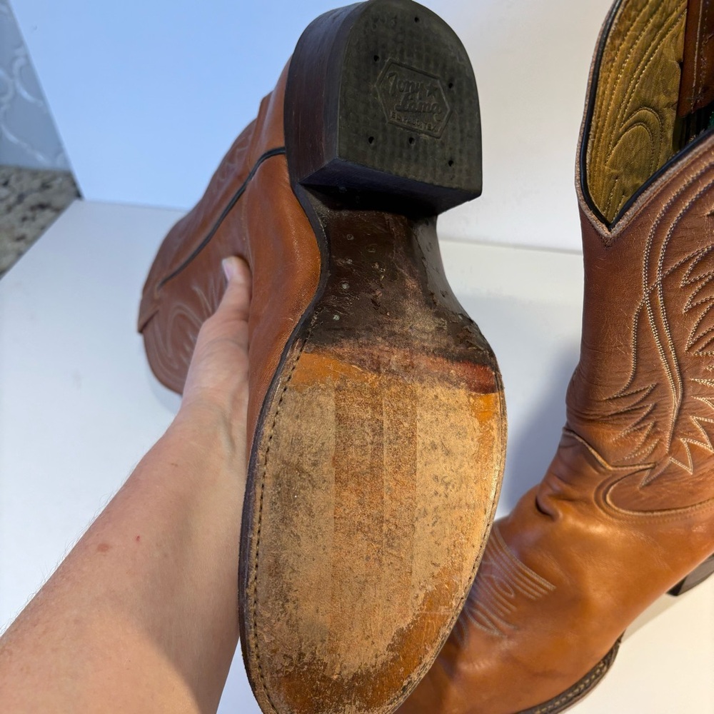 Vintage Tony Lama Brown Western Boots with Stitching Style # 6116 - Picture 10 of 10
